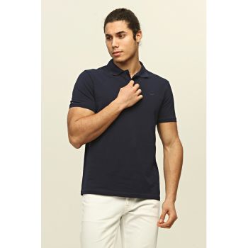 Tricou polo de bumbac cu broderie pe piept