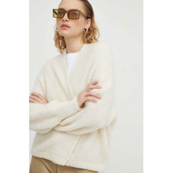 American Vintage cardigan din amestec de lana culoarea bej, călduros