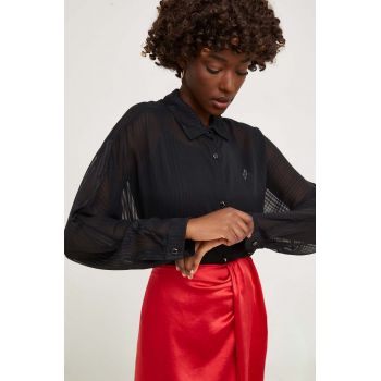 Answear Lab camasa femei, culoarea negru, cu guler clasic, regular de firma originala