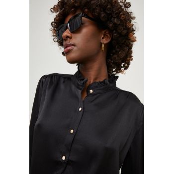 Answear Lab camasa femei, culoarea negru, cu guler stand-up, regular ieftina
