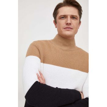 BOSS pulover din amestec de lana barbati, light, cu guler