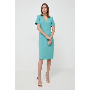 BOSS rochie culoarea verde, mini, mulata