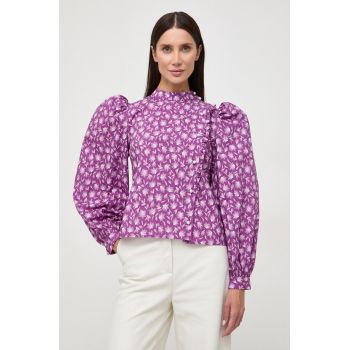 Custommade camasa din bumbac femei, culoarea violet, regular de firma originala