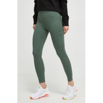 Dkny colanti femei, culoarea verde, neted