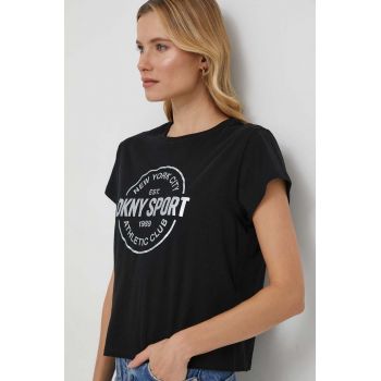 Dkny tricou din bumbac femei, culoarea negru