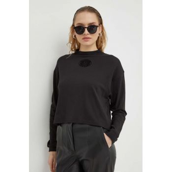 G-Star Raw longsleeve din bumbac culoarea negru, cu turtleneck