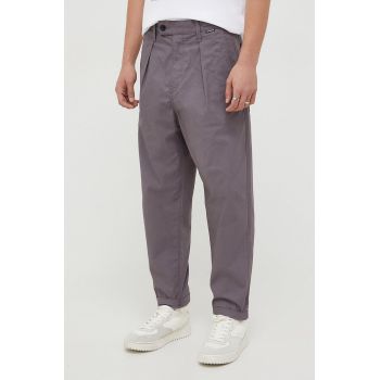 G-Star Raw pantaloni de bumbac culoarea violet, drept de firma originali
