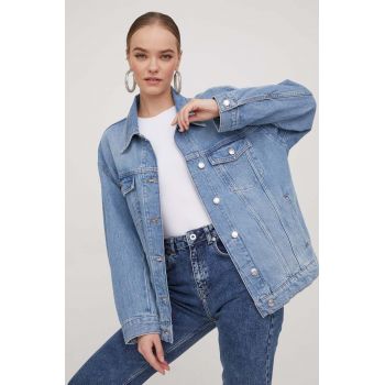 HUGO geaca jeans femei, de tranzitie, oversize