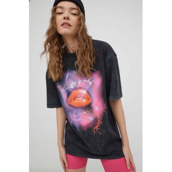 HUGO tricou din bumbac femei, culoarea negru
