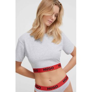 HUGO tricou femei, culoarea gri