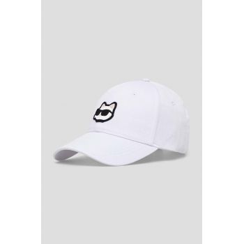 Karl Lagerfeld șapcă de baseball din bumbac culoarea alb, cu imprimeu ieftina