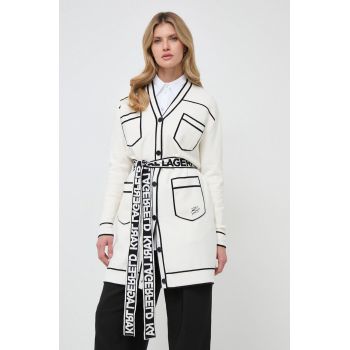 Karl Lagerfeld cardigan din amestec de lana culoarea bej, light