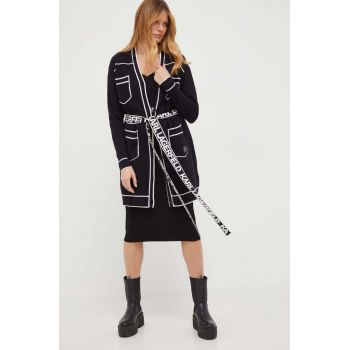 Karl Lagerfeld cardigan din amestec de lana culoarea negru, light