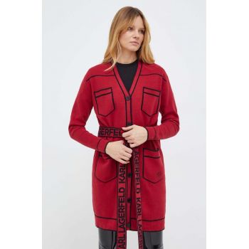 Karl Lagerfeld cardigan din amestec de lana culoarea rosu, light de firma original