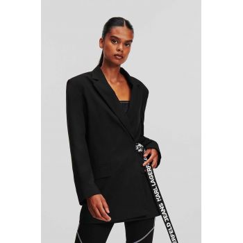 Karl Lagerfeld Jeans sacou culoarea negru, oversize, neted
