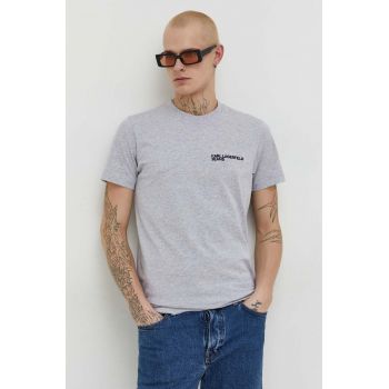 Karl Lagerfeld Jeans tricou din bumbac barbati, culoarea gri, cu imprimeu