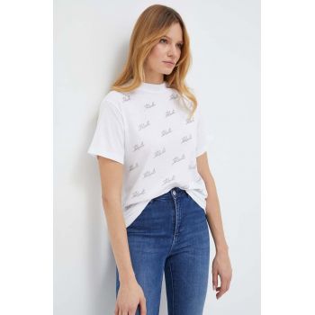 Karl Lagerfeld tricou din bumbac femei, culoarea alb