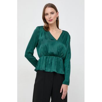 Morgan bluza femei, culoarea verde, neted