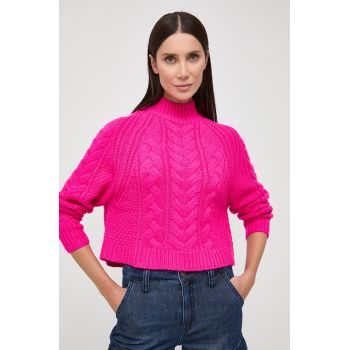 Morgan pulover din amestec de lana femei, culoarea roz, cu turtleneck de firma original