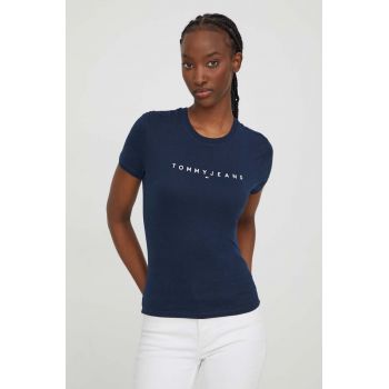 Tommy Jeans tricou din bumbac femei, culoarea bleumarin DW0DW17361