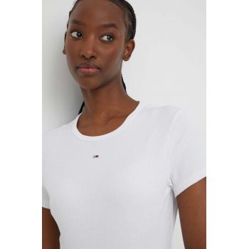 Tommy Jeans tricou femei, culoarea alb, DW0DW17383