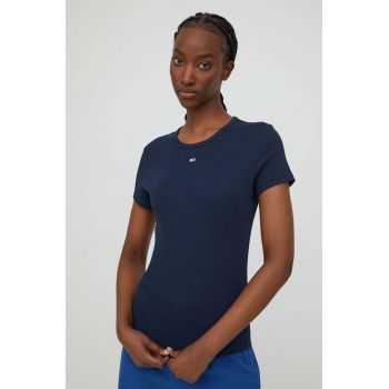 Tommy Jeans tricou femei, culoarea albastru marin, DW0DW17383