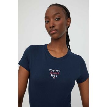 Tommy Jeans tricou femei, culoarea albastru marin