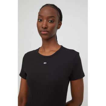 Tommy Jeans tricou femei, culoarea negru, DW0DW17383