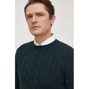 United Colors of Benetton pulover din amestec de lana barbati, culoarea verde de firma original