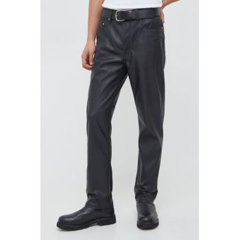 Won Hundred pantaloni bărbați, culoarea negru, drept 2099-16010