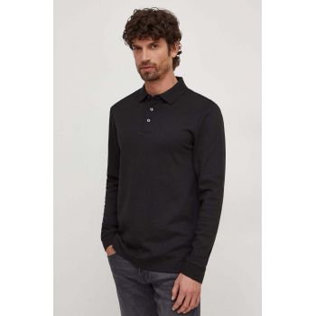 BOSS longsleeve din bumbac culoarea negru, neted