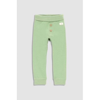 Coccodrillo leggins din bumbac pentru bebeluși culoarea verde, neted