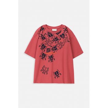 Coccodrillo tricou de bumbac pentru copii culoarea bordo, cu imprimeu