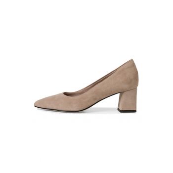 Pantofi de piele intoarsa cu toc masiv