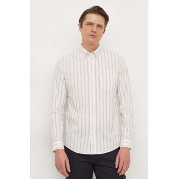 Pepe Jeans camasa din bumbac barbati, culoarea alb, cu guler button-down, regular de firma originala