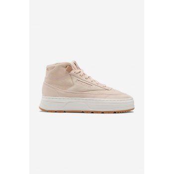 Reebok sneakers din piele întoarsă Club C Geo Mid culoarea bej GV7037-cream de firma originali