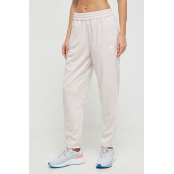 adidas Performance pantaloni de antrenament culoarea roz, cu imprimeu IS3969 ieftin