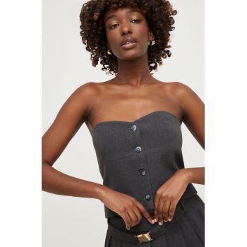 Answear Lab top culoarea gri, cold shoulder