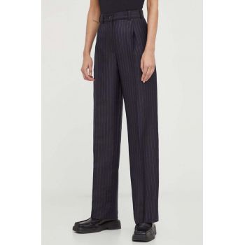 Lovechild pantaloni de lână culoarea negru, lat, high waist 5124194