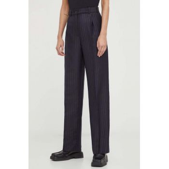 Lovechild pantaloni de lana culoarea negru, lat, high waist