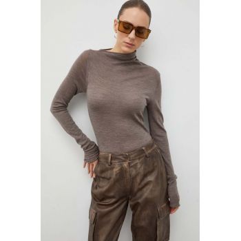 Lovechild pulover de lana femei, culoarea gri, light, cu turtleneck