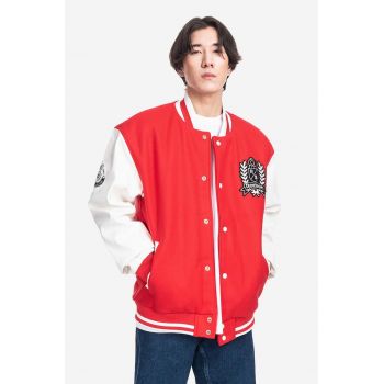 Reebok Classic jachetă bomber din amestec de lână Res V Jacket culoarea roșu HS5794-red