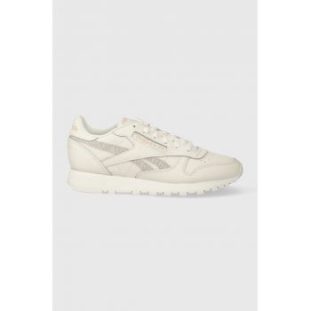 Reebok sneakers din piele CL Leather culoarea bej