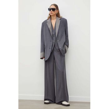 Remain sacou culoarea gri, oversize, neted