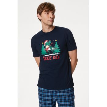 Tricou de pijama cu imprimeu grafic la reducere