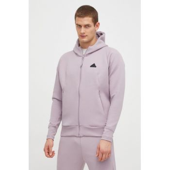 adidas bluză Z.N.E bărbați, culoarea roz, cu glugă, uni IR5231 de firma originala