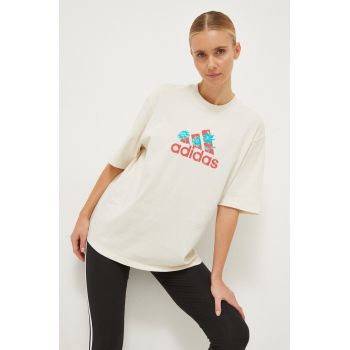 adidas tricou din bumbac femei, culoarea bej IT1421