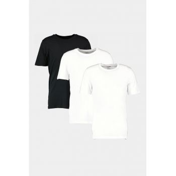 Jack&Jones - Set de tricouri din bumbac organic cu decolteu la baz gatului - 3 piese