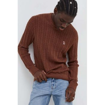 Abercrombie & Fitch pulover din amestec de lana barbati, culoarea maro, light