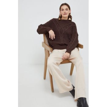 Answear Lab pulover femei, culoarea maro, călduros de firma original